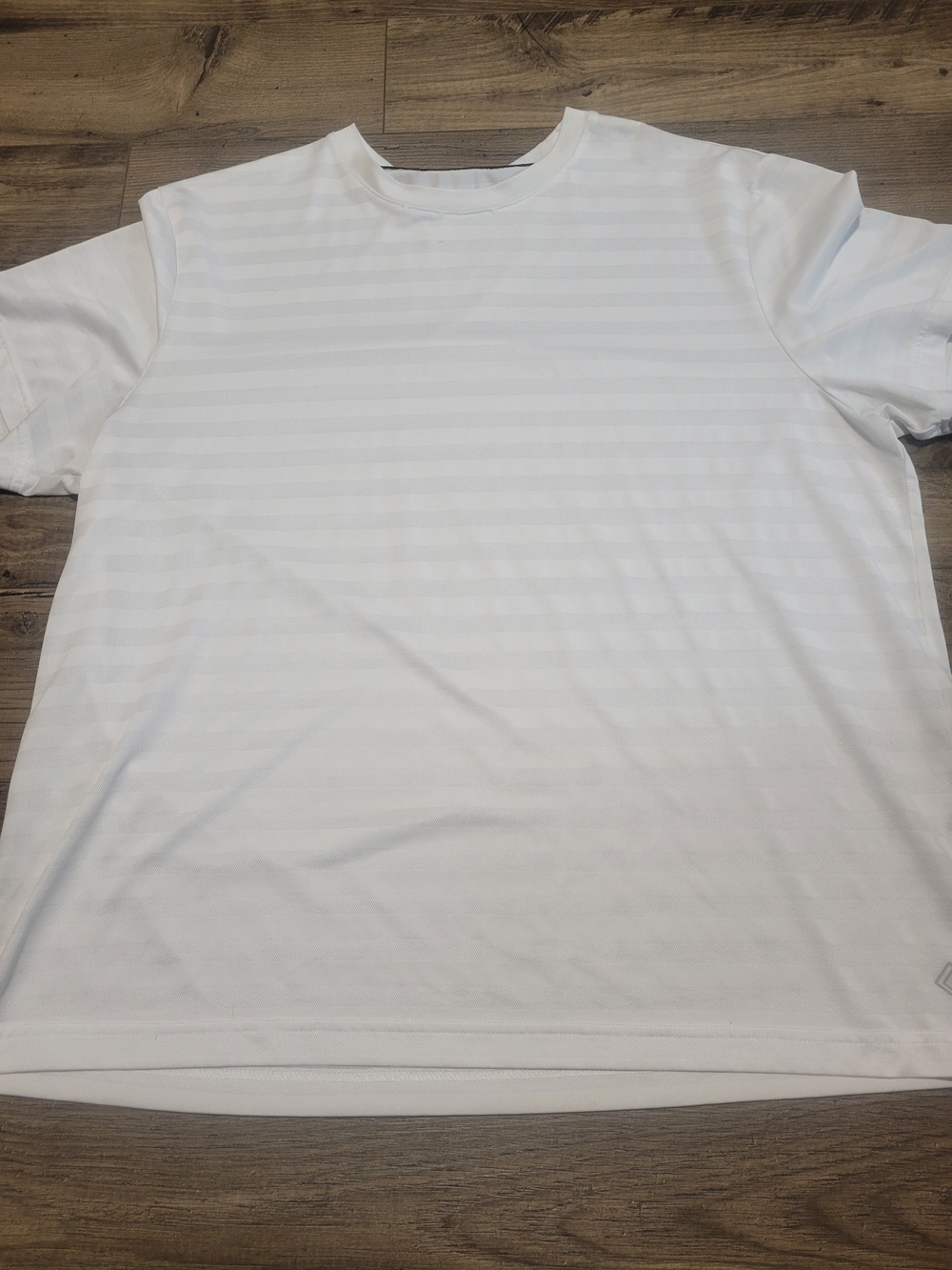 ZELOS White Stripe Short Sleeve Crew Tee